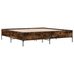 vidaXL Estructura cama madera ingeniería metal roble ahumado 200x200cm