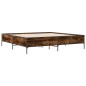 vidaXL Estructura cama madera ingeniería metal roble ahumado 200x200cm vidaXL Estructura cama madera ingeniería metal roble ahumado 200x200cm