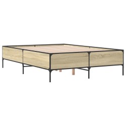 vidaXL Estructura cama madera ingeniería metal roble Sonoma 140x190 cm