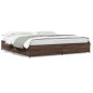 vidaXL Estructura cama madera ingeniería metal marrón roble 160x200 cm vidaXL Estructura cama madera ingeniería metal marrón roble 160x200 cm