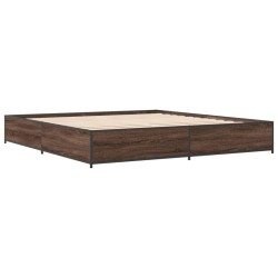 vidaXL Estructura cama madera ingeniería metal marrón roble 160x200 cm