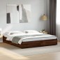 vidaXL Estructura cama madera ingeniería metal marrón roble 160x200 cm vidaXL Estructura cama madera ingeniería metal marrón roble 160x200 cm
