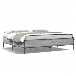 vidaXL Estructura cama madera ingeniería metal gris Sonoma 180x200 cm