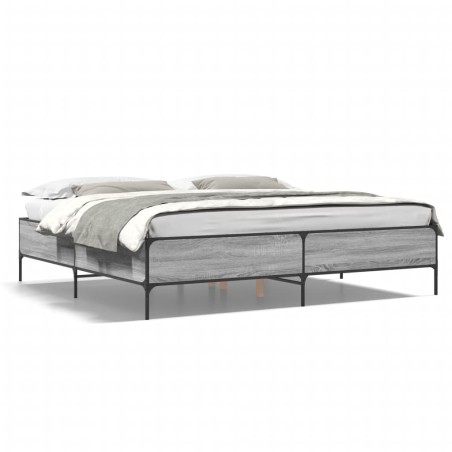 vidaXL Estructura cama madera ingeniería metal gris Sonoma 180x200 cm