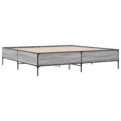 vidaXL Estructura cama madera ingeniería metal gris Sonoma 180x200 cm