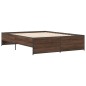 vidaXL Estructura cama madera ingeniería metal marrón roble 160x200 cm vidaXL Estructura cama madera ingeniería metal marrón roble 160x200 cm