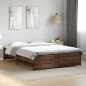 vidaXL Estructura cama madera ingeniería metal marrón roble 160x200 cm vidaXL Estructura cama madera ingeniería metal marrón roble 160x200 cm