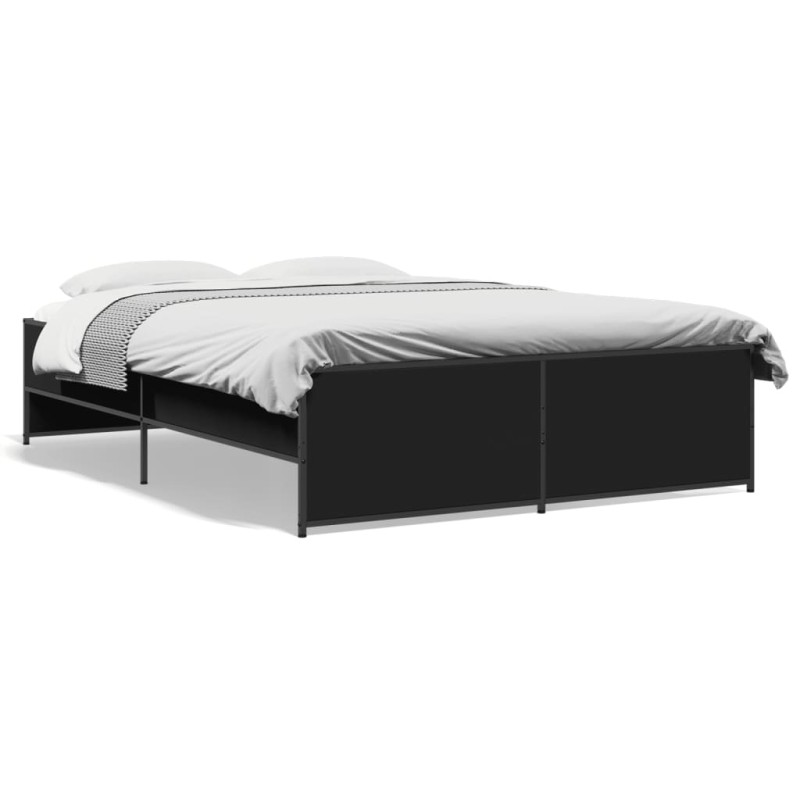vidaXL Estructura de cama madera de ingeniería y metal negro 140x190cm vidaXL Estructura de cama madera de ingeniería y metal negro 140x190cm