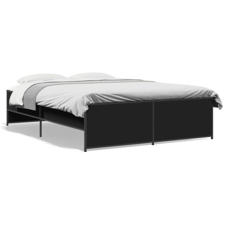 vidaXL Estructura de cama madera de ingeniería y metal negro 140x190cm