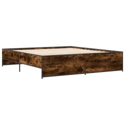 vidaXL Estructura cama madera ingeniería metal roble ahumado 180x200cm