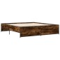 vidaXL Estructura cama madera ingeniería metal roble ahumado 180x200cm vidaXL Estructura cama madera ingeniería metal roble ahumado 180x200cm