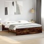 vidaXL Estructura cama madera ingeniería metal roble ahumado 180x200cm vidaXL Estructura cama madera ingeniería metal roble ahumado 180x200cm