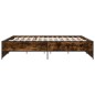 vidaXL Estructura cama madera ingeniería metal roble ahumado 180x200cm vidaXL Estructura cama madera ingeniería metal roble ahumado 180x200cm
