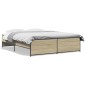 vidaXL Estructura cama madera ingeniería metal roble Sonoma 140x200 cm vidaXL Estructura cama madera ingeniería metal roble Sonoma 140x200 cm