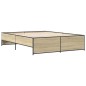 vidaXL Estructura cama madera ingeniería metal roble Sonoma 150x200 cm vidaXL Estructura cama madera ingeniería metal roble Sonoma 150x200 cm