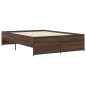 vidaXL Estructura cama madera ingeniería metal marrón roble 135x190 cm vidaXL Estructura cama madera ingeniería metal marrón roble 135x190 cm