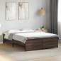 vidaXL Estructura cama madera ingeniería metal marrón roble 135x190 cm vidaXL Estructura cama madera ingeniería metal marrón roble 135x190 cm