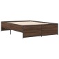 vidaXL Estructura cama madera ingeniería metal marrón roble 135x190 cm vidaXL Estructura cama madera ingeniería metal marrón roble 135x190 cm