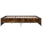 vidaXL Estructura cama madera ingeniería metal roble ahumado 200x200cm vidaXL Estructura cama madera ingeniería metal roble ahumado 200x200cm