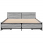 vidaXL Cama con cajones madera ingeniería gris Sonoma 160x200 cm
