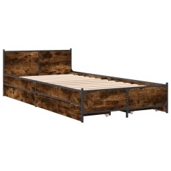 vidaXL Cama con cajones madera de ingeniería roble ahumado 90x190 cm