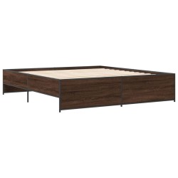 vidaXL Estructura cama madera ingeniería metal marrón roble 180x200 cm
