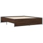 vidaXL Estructura cama madera ingeniería metal marrón roble 180x200 cm vidaXL Estructura cama madera ingeniería metal marrón roble 180x200 cm