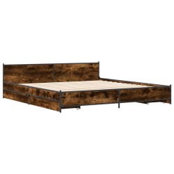 vidaXL Cama con cajones madera de ingeniería roble ahumado 180x200 cm