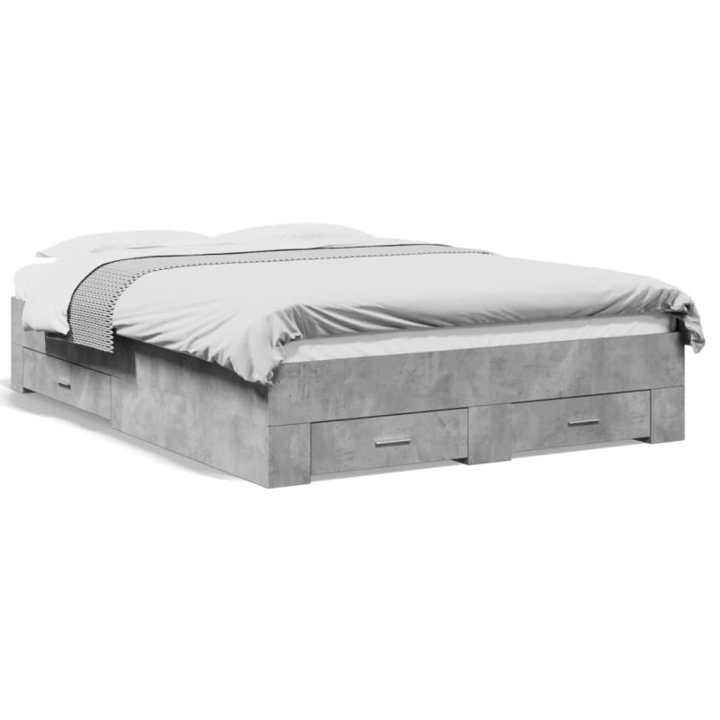 vidaXL Cama con cajones madera ingeniería gris hormigón 120x200 cm
