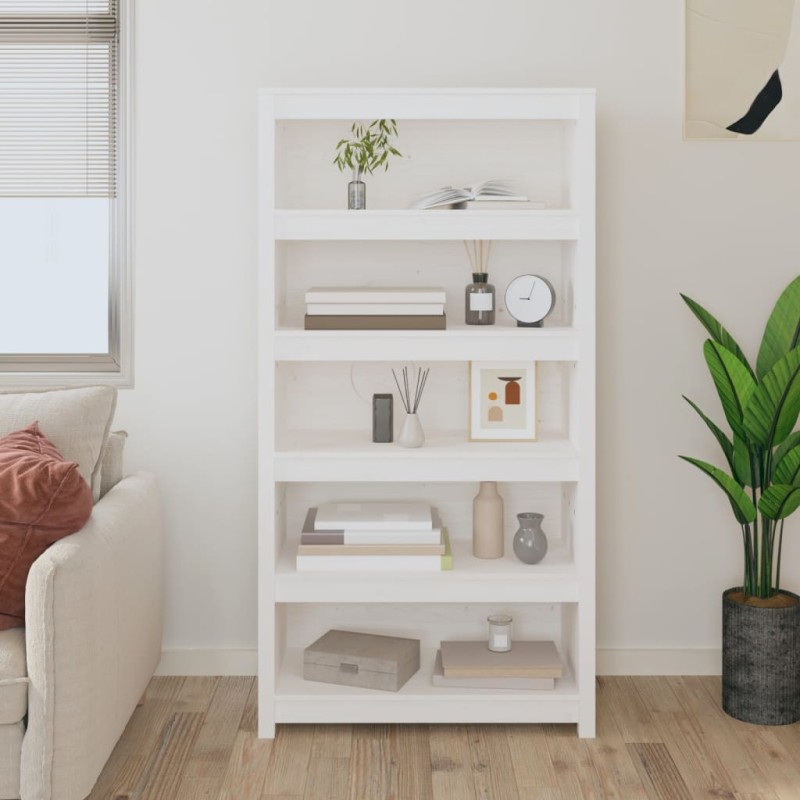 vidaXL Estantería madera maciza de pino blanca 80x35x154 cm vidaXL Estantería madera maciza de pino blanca 80x35x154 cm