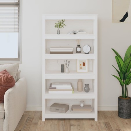 vidaXL Estantería madera maciza de pino blanca 80x35x154 cm