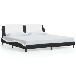 vidaXL Estructura de cama con cabecero cuero sintético negro y blanco