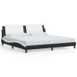 vidaXL Estructura de cama con cabecero cuero sintético negro y blanco vidaXL Estructura de cama con cabecero cuero sintético negro y blanco