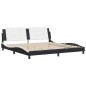 vidaXL Estructura de cama con cabecero cuero sintético negro y blanco vidaXL Estructura de cama con cabecero cuero sintético negro y blanco