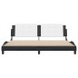 vidaXL Estructura de cama con cabecero cuero sintético negro y blanco vidaXL Estructura de cama con cabecero cuero sintético negro y blanco