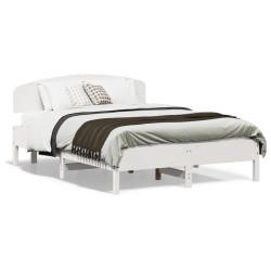 vidaXL Estructura de cama con cabecero madera pino blanco 140x190 cm