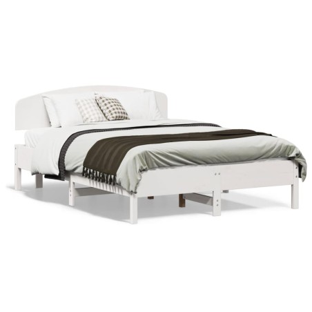 vidaXL Estructura de cama con cabecero madera pino blanco 140x190 cm