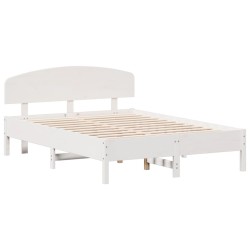 vidaXL Estructura de cama con cabecero madera pino blanco 140x190 cm