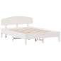 vidaXL Estructura de cama con cabecero madera pino blanco 140x190 cm vidaXL Estructura de cama con cabecero madera pino blanco 140x190 cm
