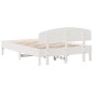 vidaXL Estructura de cama con cabecero madera pino blanco 140x190 cm vidaXL Estructura de cama con cabecero madera pino blanco 140x190 cm