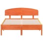 vidaXL Estructura cama con cabecero madera pino marrón cera 135x190 cm vidaXL Estructura cama con cabecero madera pino marrón cera 135x190 cm