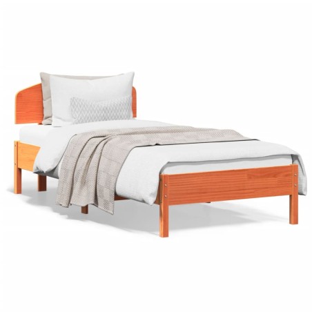 vidaXL Estructura cama con cabecero madera pino marrón cera 90x200 cm