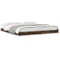 vidaXL Estructura cama madera ingeniería metal roble ahumado 160x200cm vidaXL Estructura cama madera ingeniería metal roble ahumado 160x200cm