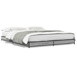 vidaXL Estructura cama madera ingeniería metal gris Sonoma 150x200 cm