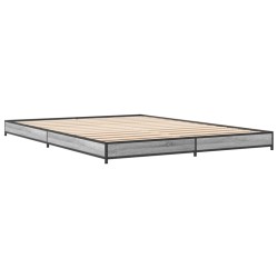 vidaXL Estructura cama madera ingeniería metal gris Sonoma 150x200 cm