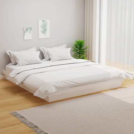 vidaXL Estructura de cama de madera maciza blanca 160x200 cm