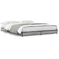 vidaXL Estructura cama madera ingeniería metal gris Sonoma 140x190 cm