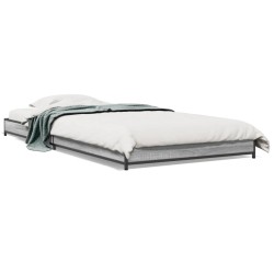 vidaXL Estructura cama madera ingeniería metal gris Sonoma 90x190 cm