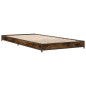 vidaXL Estructura cama madera ingeniería metal roble humo 100x200 cm vidaXL Estructura cama madera ingeniería metal roble humo 100x200 cm