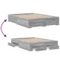 vidaXL Cama con cajones madera de ingeniería gris Sonoma 135x190 cm
